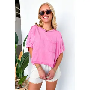 Priscillah Mineral Wash Oversized Pocket Tee - BACK IN STOCK