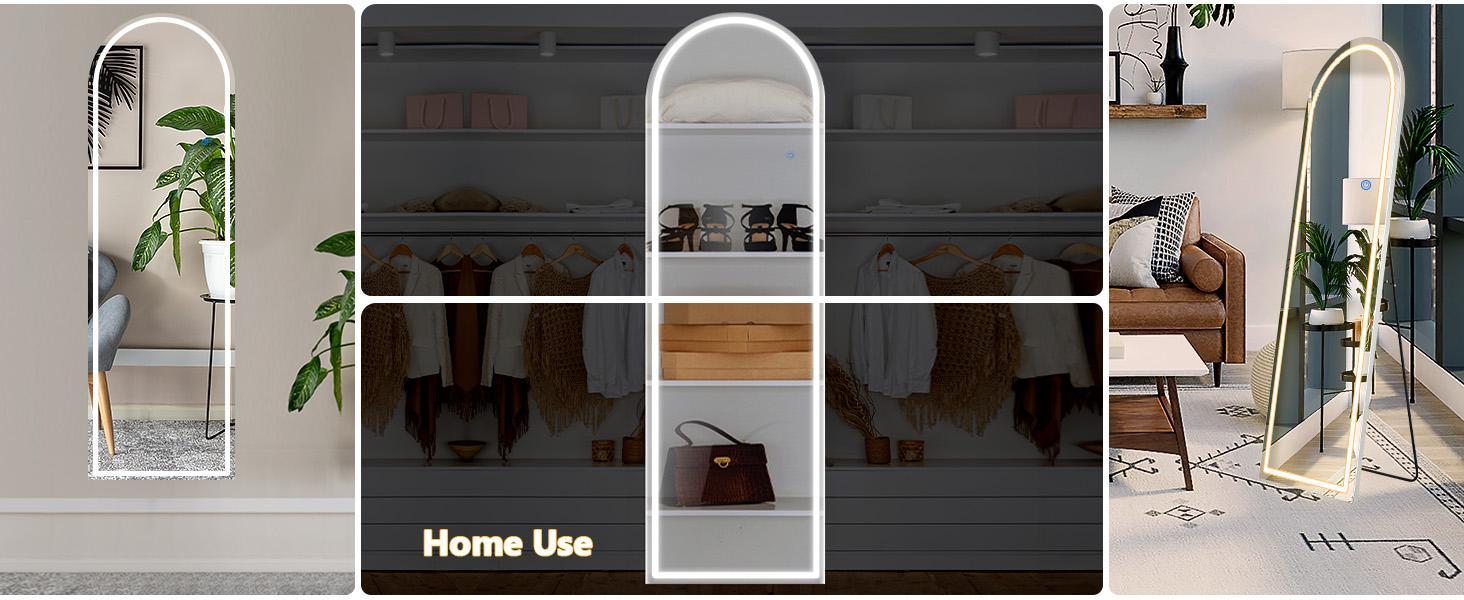 Floor Mirror Stand Mirror Full Length with LED Lights, Floor Mirror Dimming & 3 Color Lighting Floor Mirror Stand Mirror Full Length with LED Lights, Floor Mirror Dimming & 3 Color Lighting