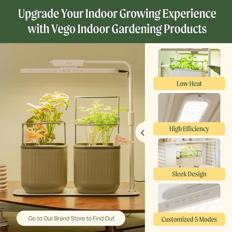 Vego Garden Mini Planter Indoor Pots with Trellis Self-Watering Herb Countertop Planter for Climbing Vegetables Flowers Mint Plants Cage 1.1L Water Storage 15-Day Watering System