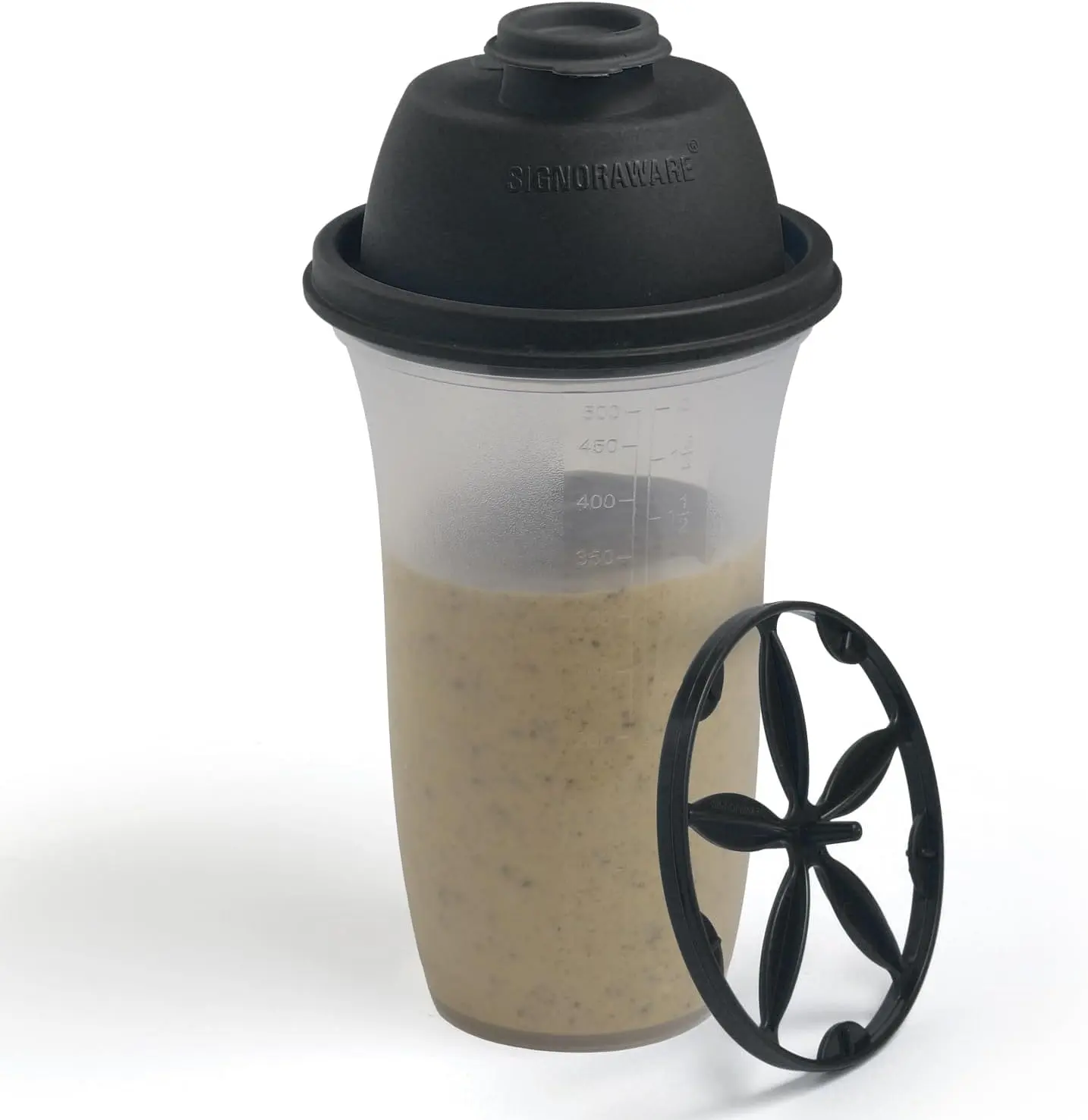 17oz Plastic Shaker Bottle for Protein Shakes, Smoothies & Drinks, Mixing Bottle for Sauces & Dressings