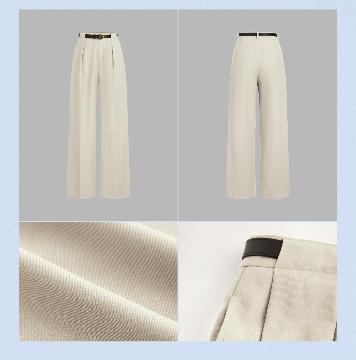 Cider [7 colors, size XXS Petite-XL Petite] Petite Mid Rise Solid Wide Leg Trousers With Belt