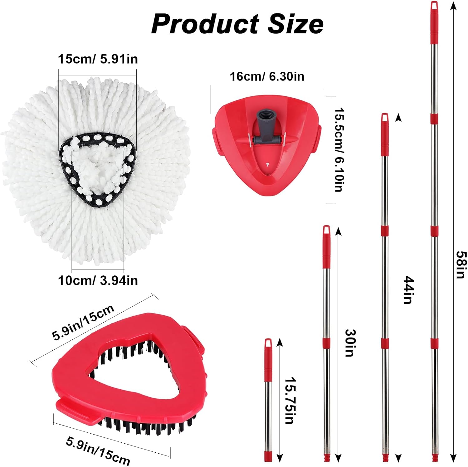 Spin Mop Head Replacement & Shower Floor Scrubber  Set (No Bucket), Compatible with O Cedar EasyWring 1-Tank System,Microfibre  Mop Refill Heads for Cleaning All Hard-surfaced Floor, Easy to Replace Easy to Clean