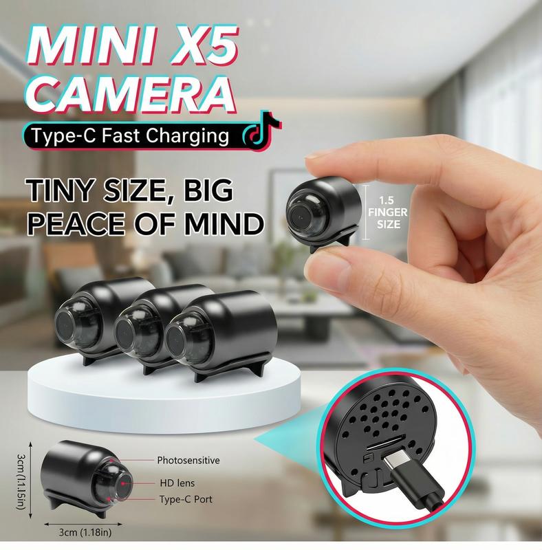 4 Pack X5 Mini Spy Camera Wireless Hidden,1080P HD 5G WiFi Nanny Cam with 32GB SD Card Included, Motion Detection, Long Battery Life,Portable Small Security Camera for Home/Office Indoor Surveillance