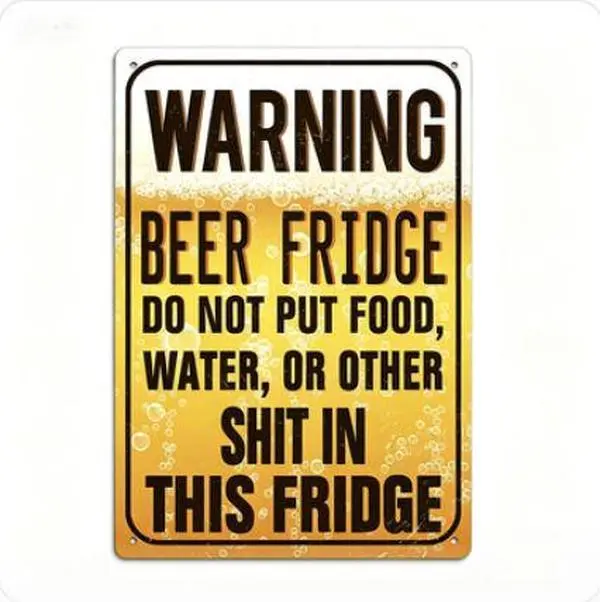 Durable Vintage 8×12 in Aluminium Sign Beer Fridge Warning Sign - Multicolor Hanging Decorative Home Wall Plaque for Bar, Balcony Daily Use, Perfect Gift for Beer Lovers Farmhouse Sign