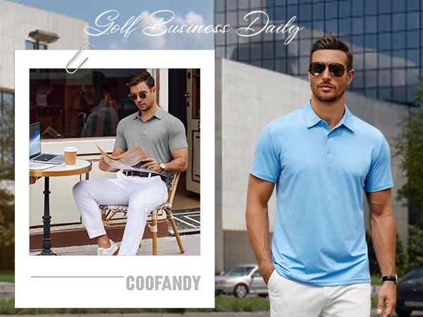 COOFANDY Men's Polo Shirt Golf Dry Fit Performance Short Sleeve Moisture Wicking Athletic Polo Collared Tennis T-Shirt