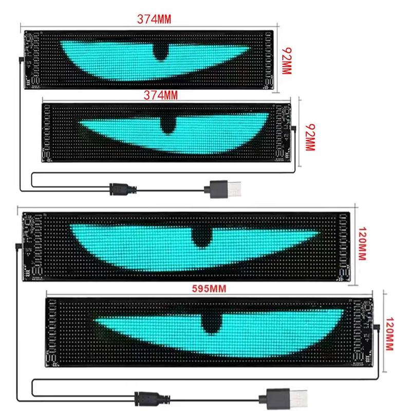 Devil Eyes LED Light Strips for Cars Trucks SUVs 23.42*4.72inch Customizable Windshield Decoration with App Control USB Powered Driving Excitement Full Color LED Bead Tech