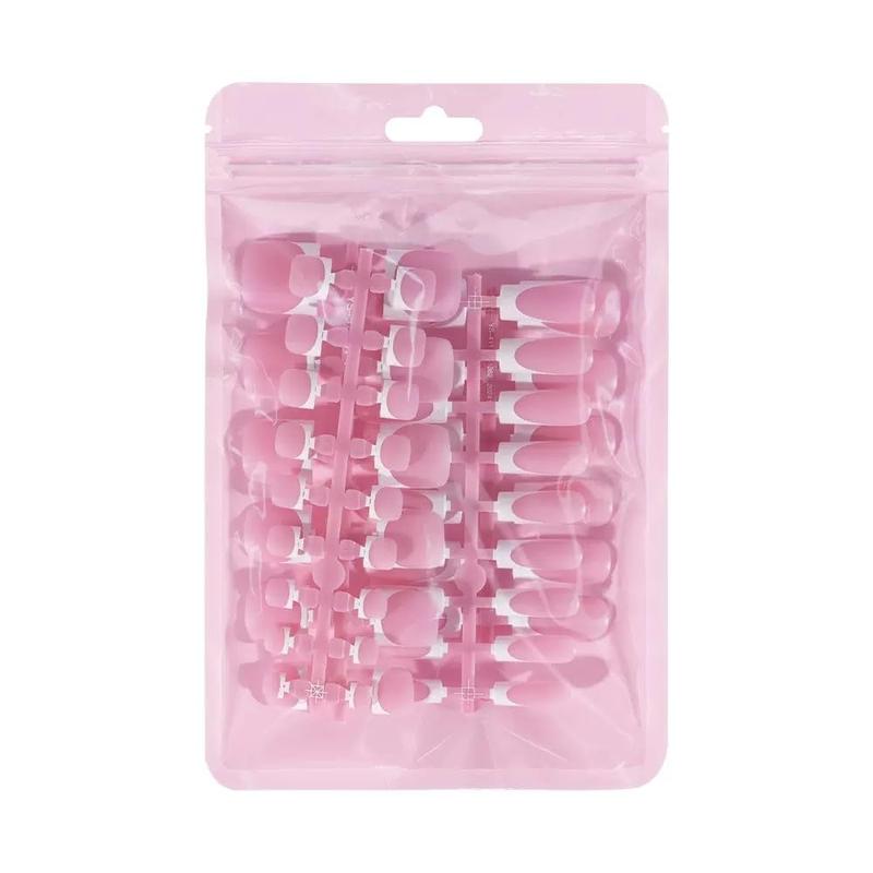 60Pcs White French Tip Press on Nails & Press on Toenails Set, Square Press on Nails Medium Fake Nails French False Toenails Full Cover Stick on Nails for Women Manicure Kit
