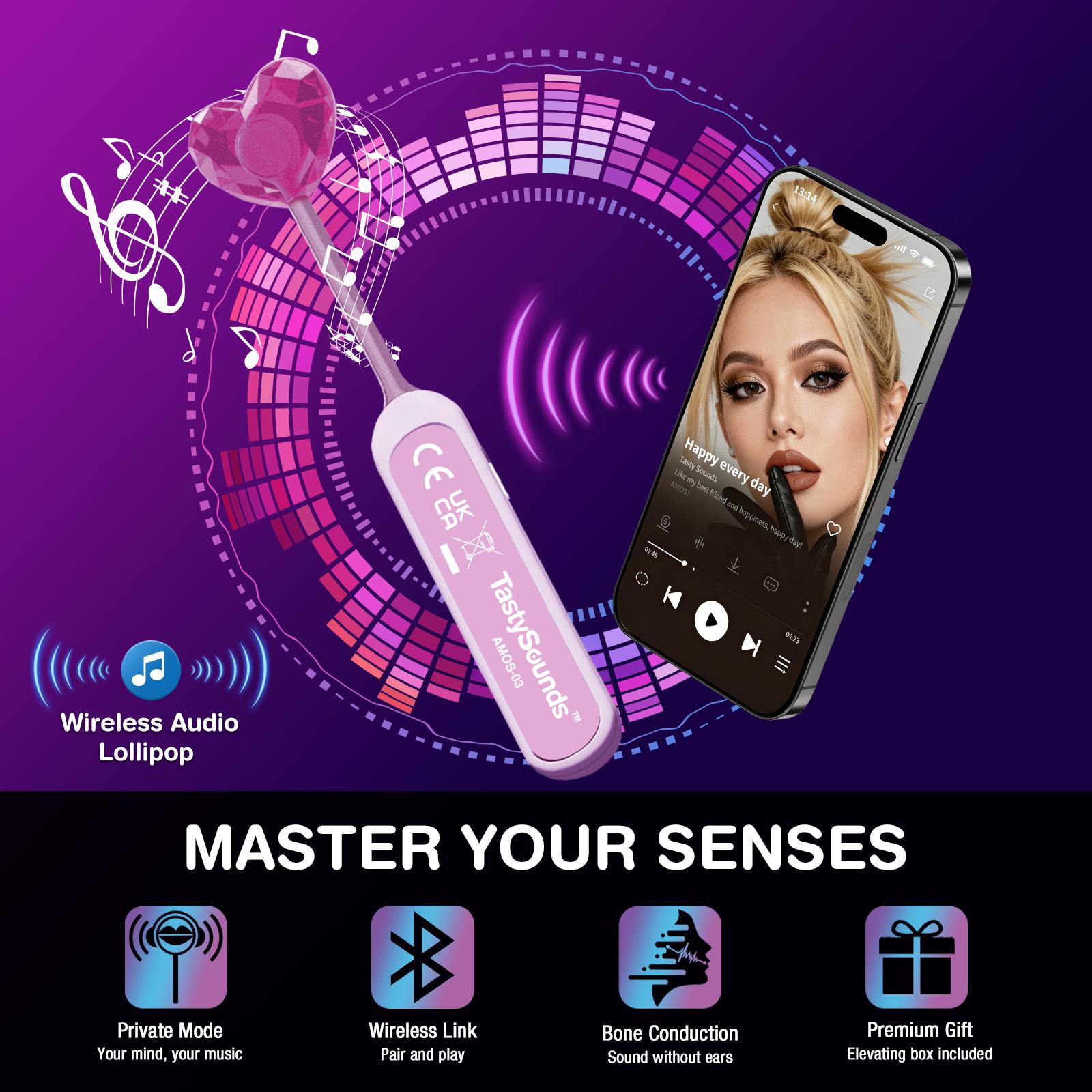 AMOS Wireless Audio Lollipop Gift Box – Bone Conduction Music Candy, Multi-Flavor Variety Pack, Rechargeable Singing Lollipop, Unique Tech Sweet for Parties & Gifts Pre-Sale AMOS Wireless Audio Lollipop Gift Box – Bone Conduction Music Candy, Multi-Flavor Variety Pack, Rechargeable Singing Lollipop, Unique Tech Sweet for Parties & Gifts Pre-Sale