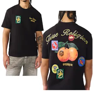 true religion shirt, retro fruit graphic t shirt vintage peach streetwear tee bold back print fruit label graphic shirt aesthetic summer street style tee unisex casual oversized graphic tshirt urban fashion fruit design shirt, true religion clothing