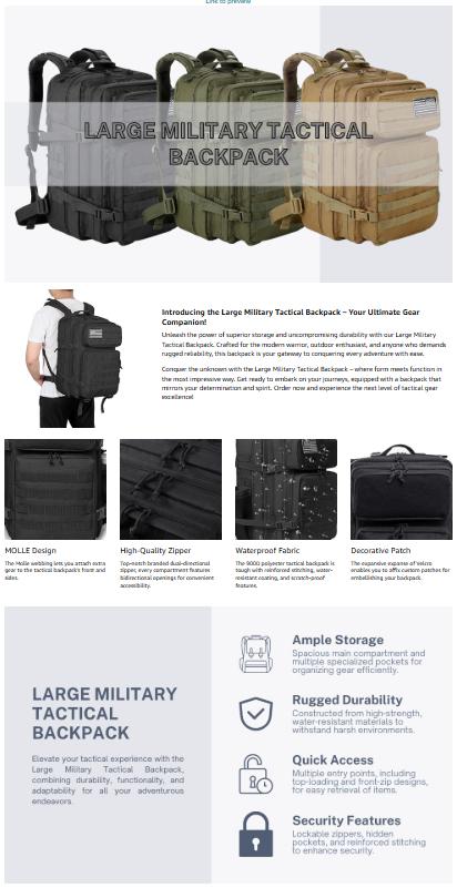 Heavy-Duty Tactical Backpack – Military-Grade, 40L Capacity, Molle System