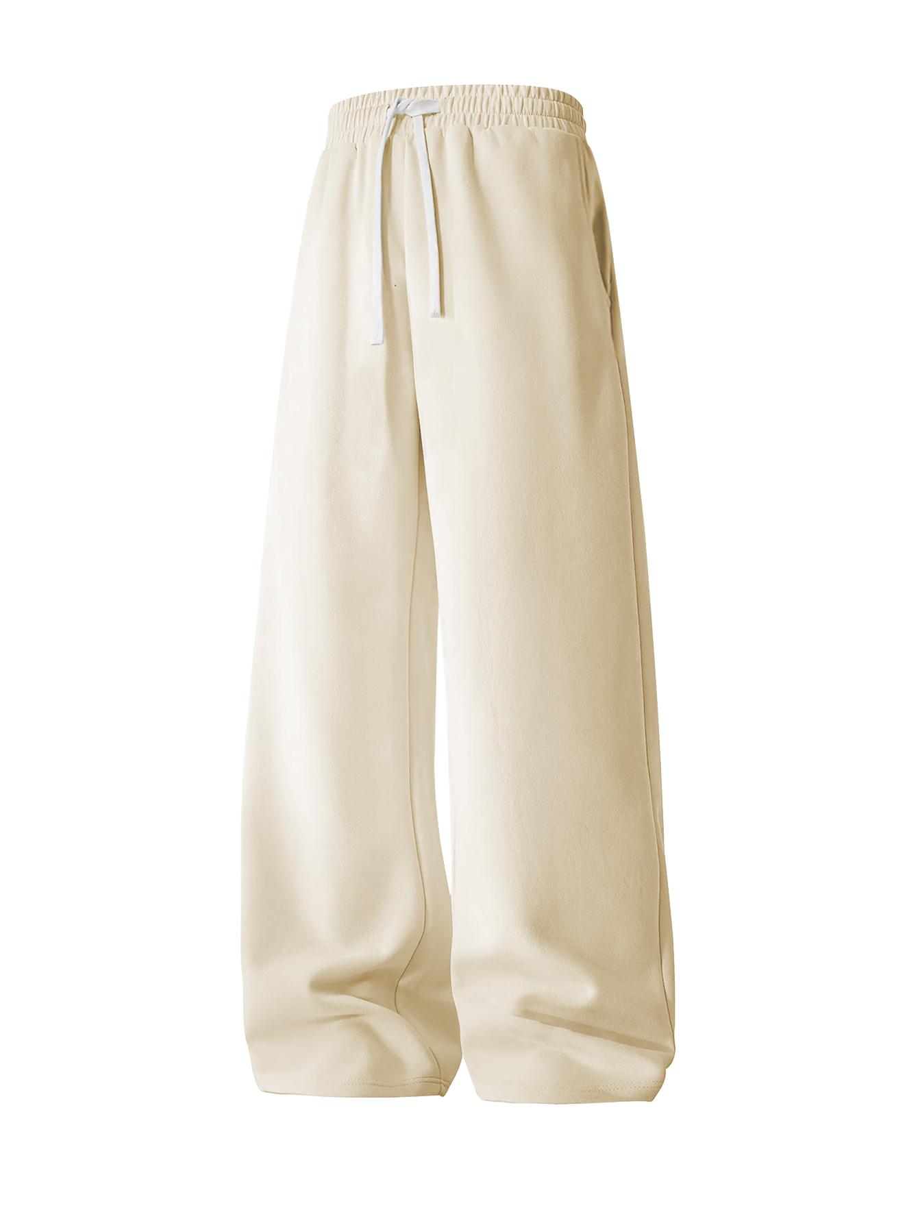 Men's Regular Fit Drawstring Casual Pants - Soft and slightly stretchy fabric, comfortable and breathable, drawstring waist adjustment, solid color, perfect for outdoor sports and fitness activities in spring and summer