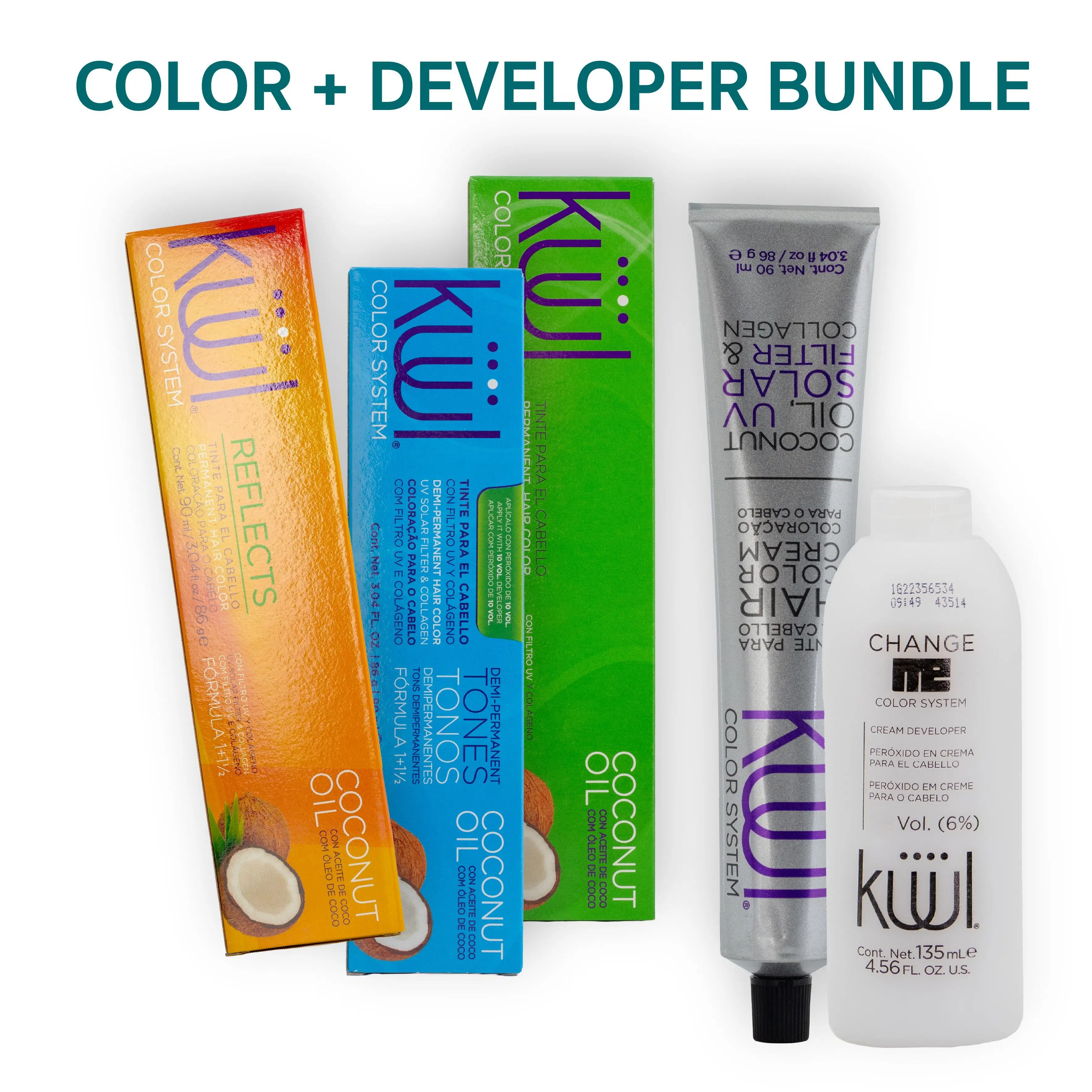 Kuul Hair Color Kit with Developer Included - 90Ml Coconut Oil Formula for Vibrant Tones