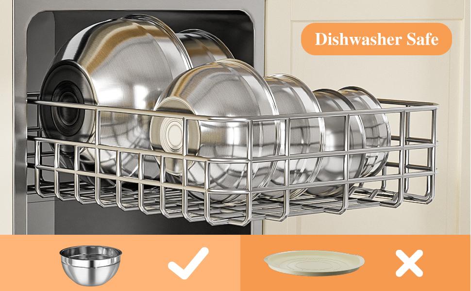 6 Piece Mixing Bowl with Lids Set,Stainless Steel Storage Bowls Kitchen,3 Grinder Attachments,Tableware Food Organizer Nesting Bowls Cooking Baking Airtight Kitchenware