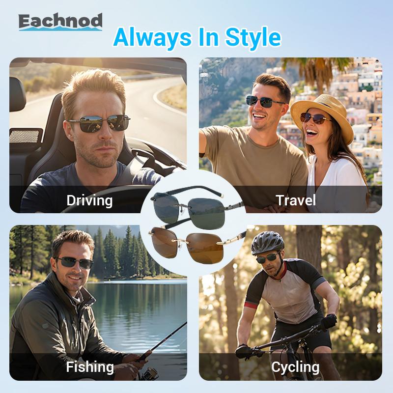 Eachnod HD Frameless Protective Sunglasses Anti-glare Lenses UV400 Protection Ultralight Design Aviator Style Classic Shades