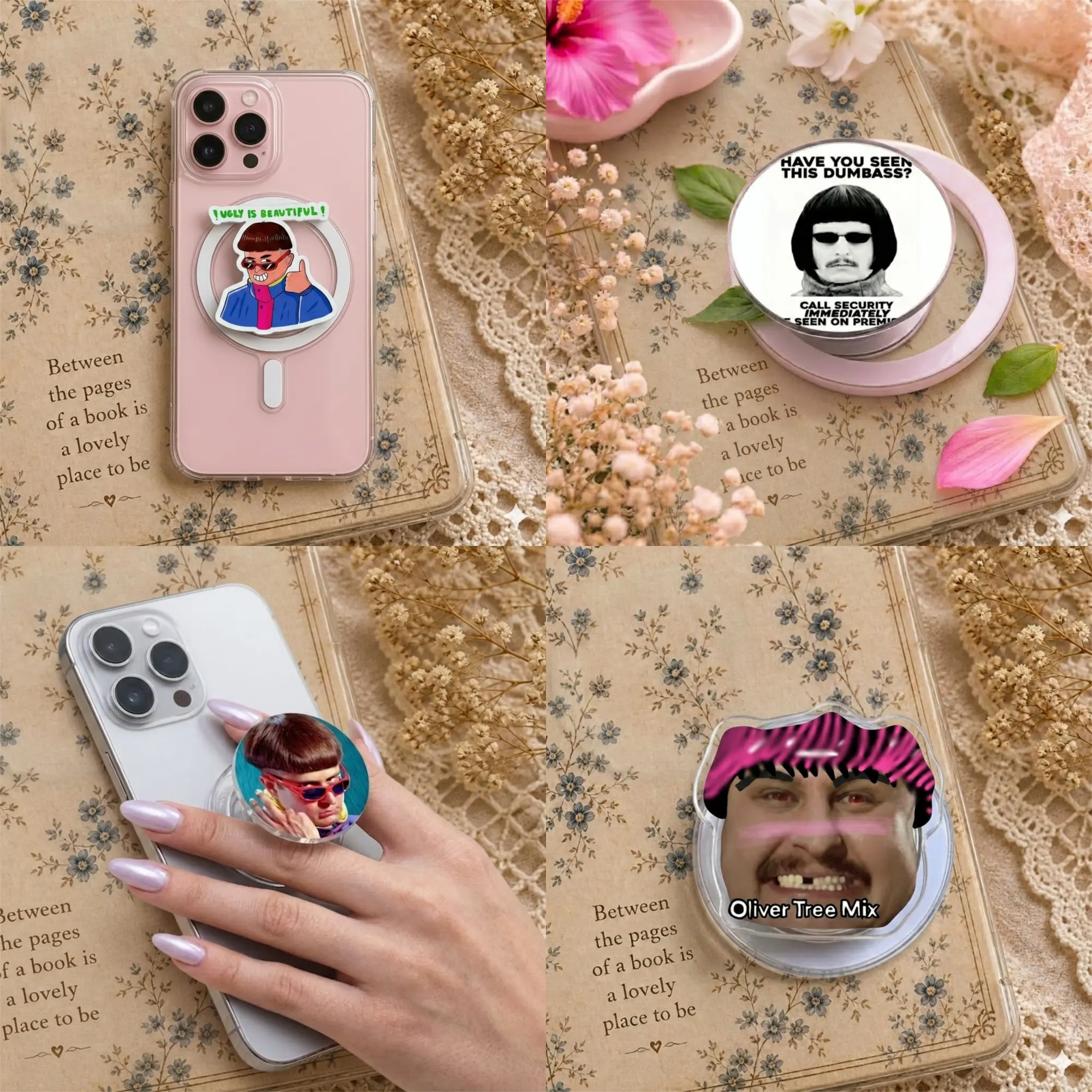 "Indie Music Aesthetic Phone Grip – Quirky Artist Style Pop Socket, Funny Meme Vibe Phone Holder, Collapsible Accessory for All Smartphones, Unique Gift for Music Lovers"