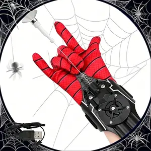 Spider Web Shooters Real, Spider Silk Launcher Wrist Toy For Kids, 8 FT Realistic Web Launcher String, Cool Gadgets String Gloves Shooters Toy For Superhero Role-Play (Black)