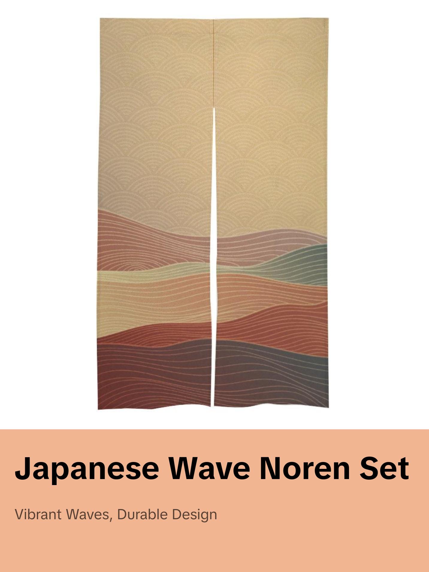 Japanese Noren, Japanese Orange Waves Noren Curtain,  Japanese Pattern Hemp Curtain, Doorway Curtain, Door Curtain