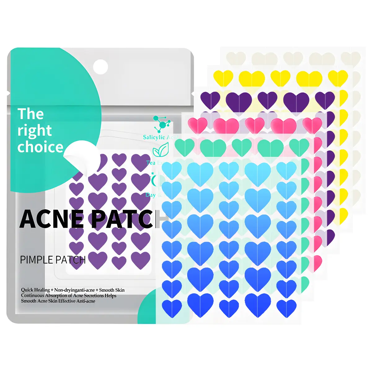 216 Hydrocolloid Pimple Patches - Heart & Star Shaped, Gentle Blemish Solution with Salicylic Acid & Tea Tree Oil, Invisible Cute Acne Treatment for Face, Suitable for All Skin Types, Acne Treatments, Fighting Acne Treatments
