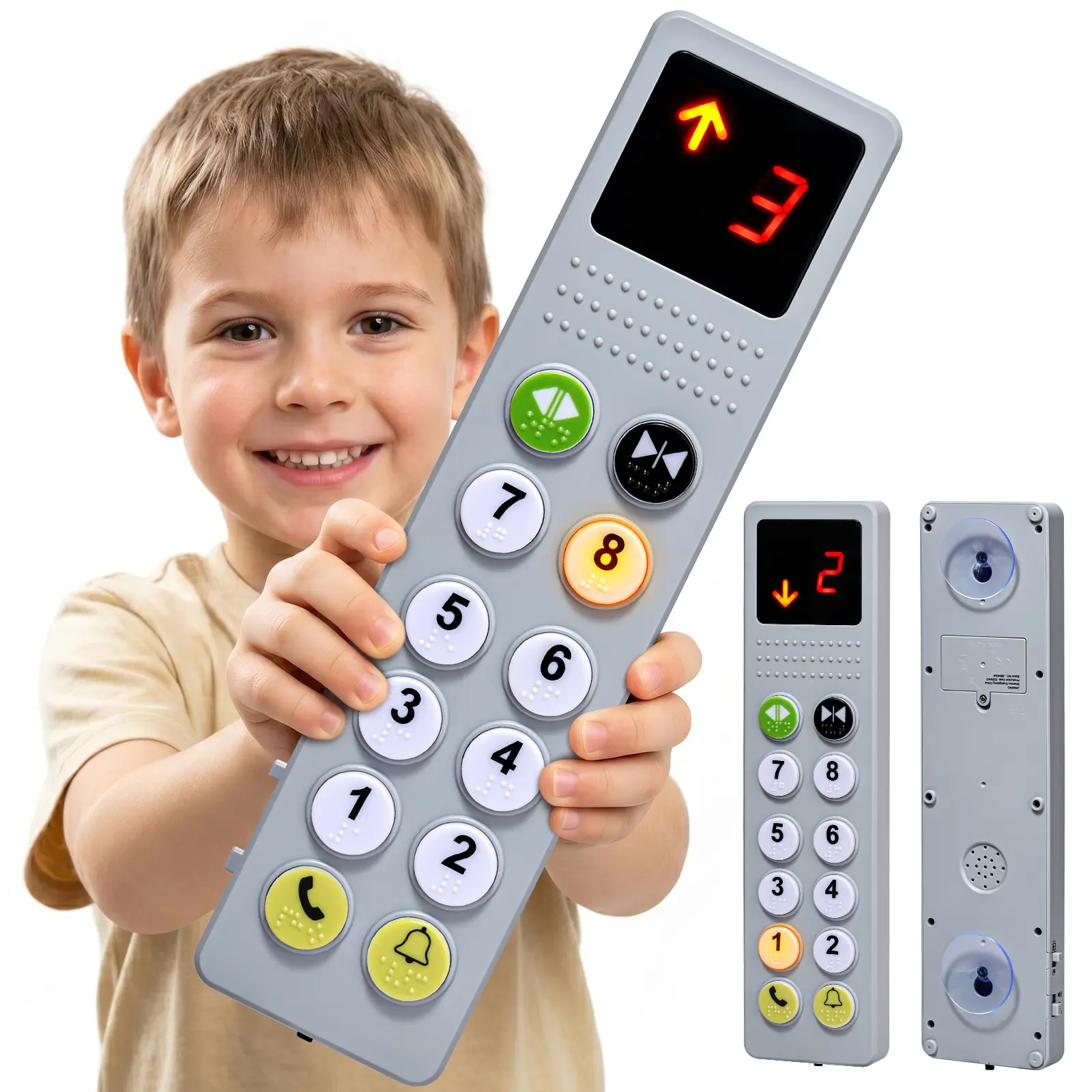 Elevator Activity Panel Toy for Toddlers, Musical Toy Busy Board with Lights Sounds Numbers & Braille, Montessori Toys for Boys Girls, Travel Toys, Birthday Gift for Kids