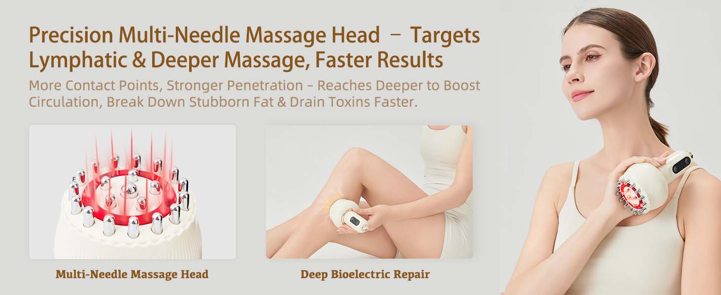 【TikTokShopBlackFriday】Handheld Massager for Full Body Relaxation & Lymphatic Support - Soothe Legs, Arms & Belly with Heat, Vibration, Microcurrent & Light Therapy to Revitalize Circulation, Portable Gift