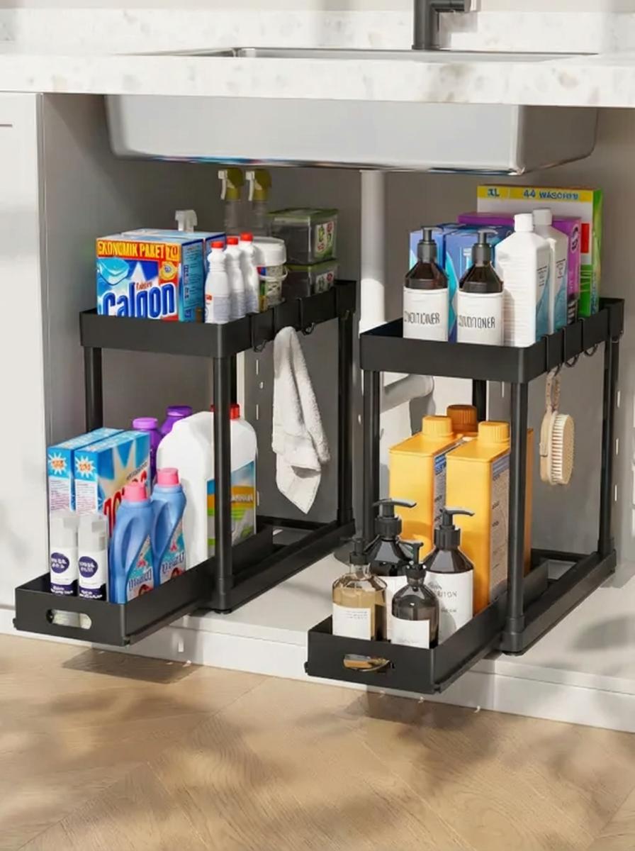 2 Pack Under Sink Organizers and Storage, 2-Tier Sliding Cabinet Organizer Drawer for Bathroom and Kitchen – Multi-Purpose Cabinet Organizer with Easy Pull-Out Design (Black) 2 Pack Under Sink Organizers and Storage, 2-Tier Sliding Cabinet Organizer Drawer for Bathroom and Kitchen – Multi-Purpose Cabinet Organizer with Easy Pull-Out Design (Black)