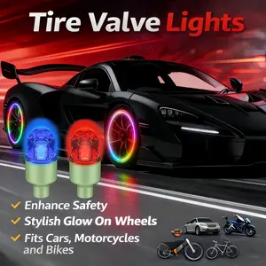 QIFOR Colorful LED Tire Light，Car Tire Wheel Lights, 4pcs Air Valve, Hub Lamp Cap Light with Motion Sensors Gas Nozzle for Car Bicycle Motorcycles Accessories