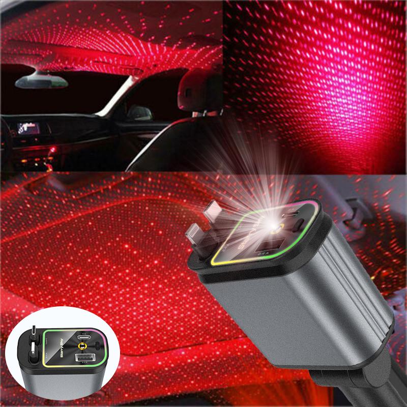 【Speical Edition】2026 5-in-1 Retractable Car Charger & Air Freshener, USB C Fast Charge + Lightning Cable, Free 3 Festive Scents - Perfect Stocking Stuffer Gift for iPhone 17 Pro Max ,16 Plus /Samsung, target, type-c fast charging, car accessory ,deals