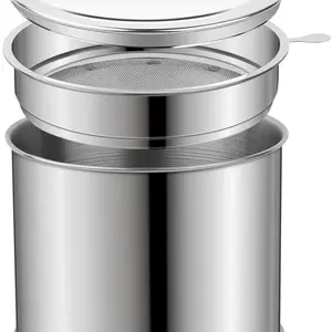 Bacon Grease Saver Container 1.2L with Fine Mesh Strainer and Non-slip Silicone Cooking Oil Keeper Grease Fat Storage Filter Container Kitchen Used Oil Holder Pot