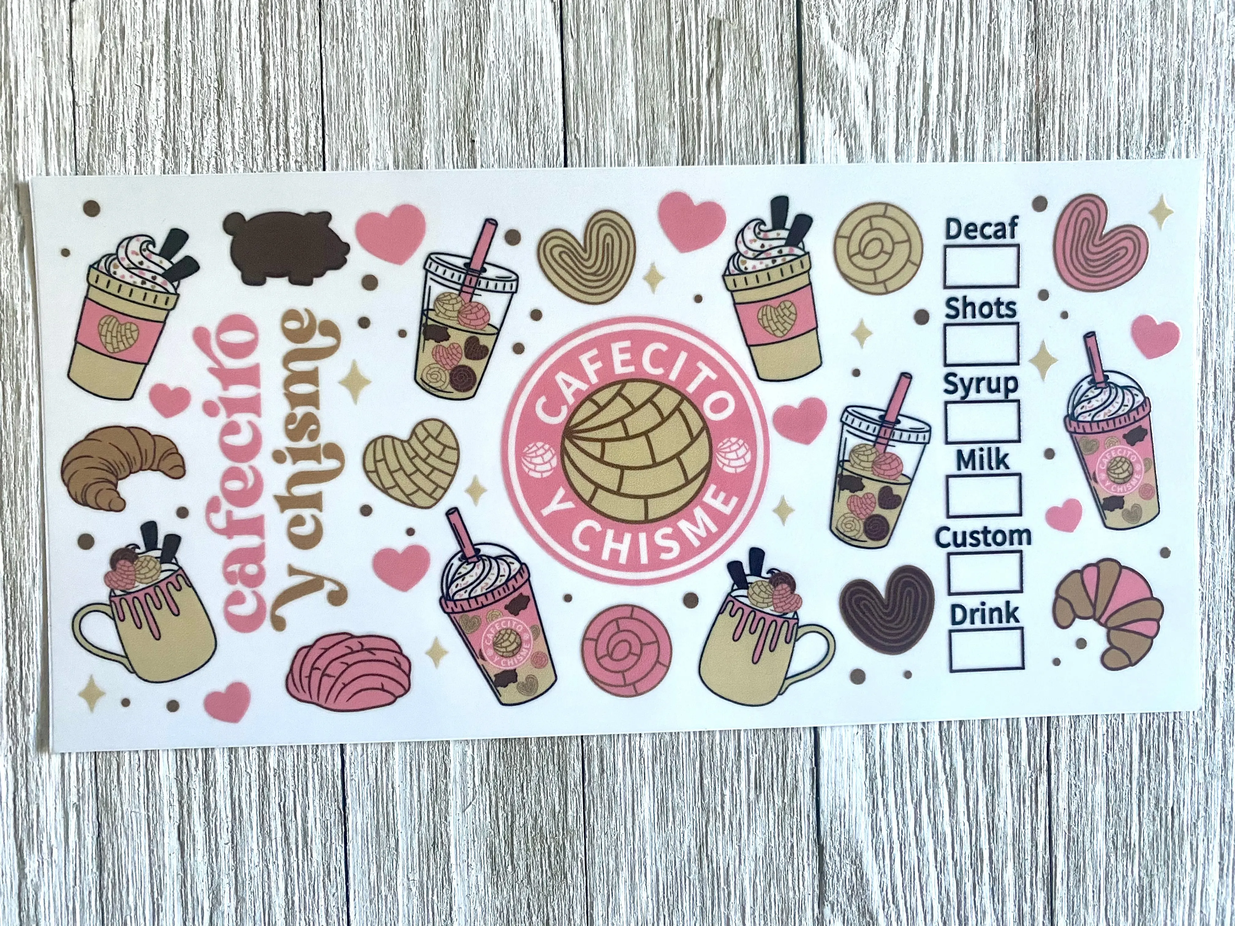Coffee Cafecito UV DTF Cup Wrap Coffee Cafecito UV DTF Cup Wrap