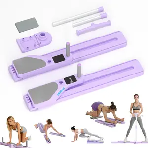Pilates Equipment, Homhut Pilates Board - Multifunctional Pilates Reformer, Reformer Pilates Machine with Reps,Kcal & Timer Display, Home Pilates Kit with Resistance Bands - Workout Sets for Women（Purple）