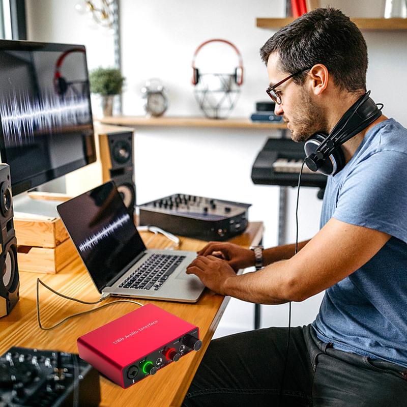 USB Audio Interface, 48V Phantom-Power 24Bit/192kHz Audio Interface, Noiseless XLR Audio Interface for Recording, Podcasting and Streaming, Digital Sound Card