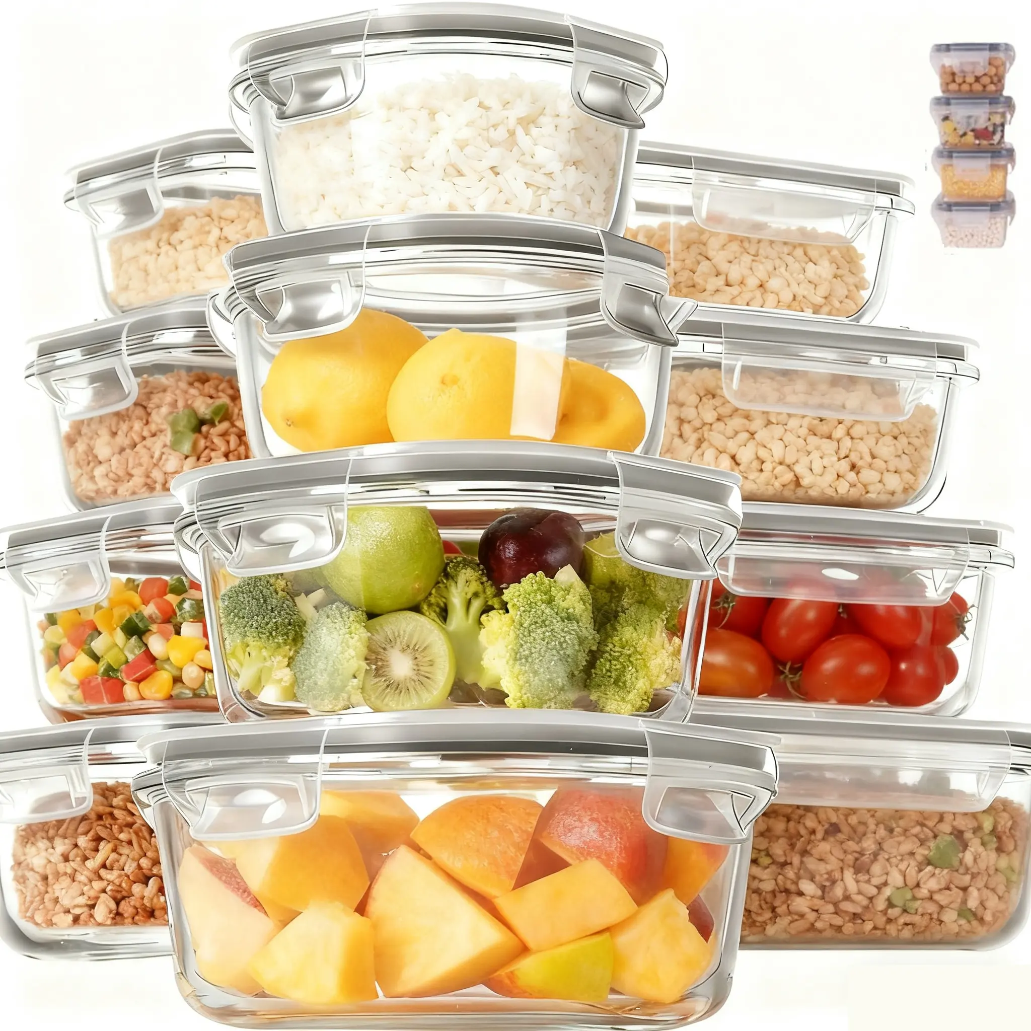 12PCS Interlocking Glass Bowl Set, Gray