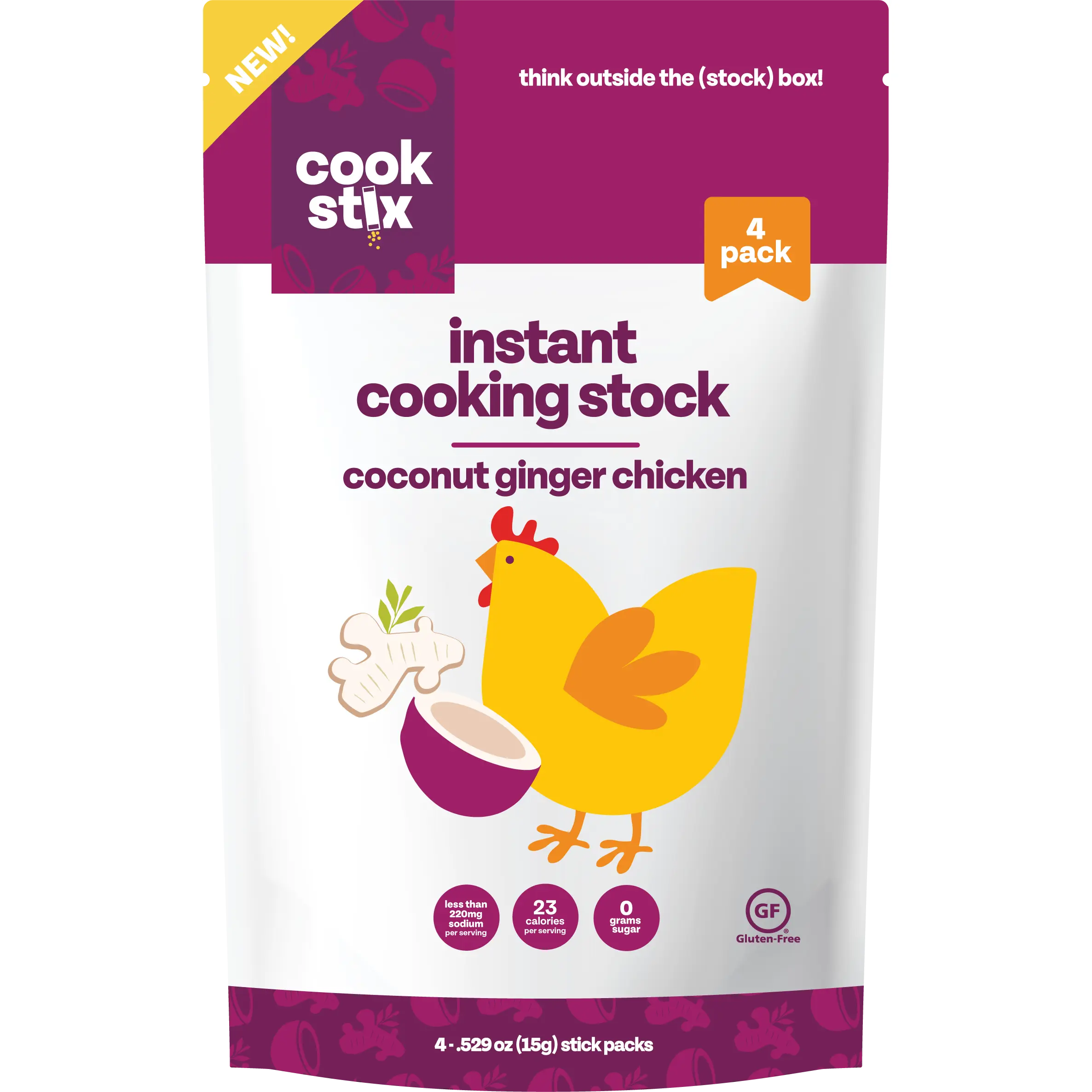 Coconut Ginger Chicken Stock Sticks – 4 Pack