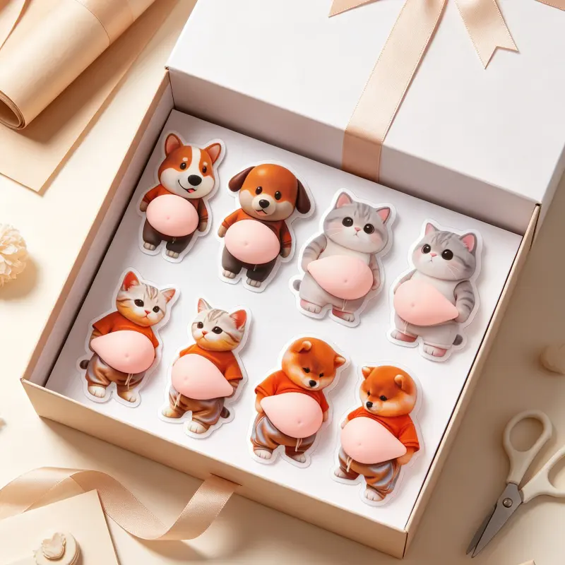 8-Pack Cartoon 3D Squishy Stickers, Cute Shiba Inu, Corgi & Cat Embossed Decals. Reusable Self-Adhesive Stress Relief Stickers for Phone Cases, Notebooks, Water Bottles, Laptops & Daily Decor