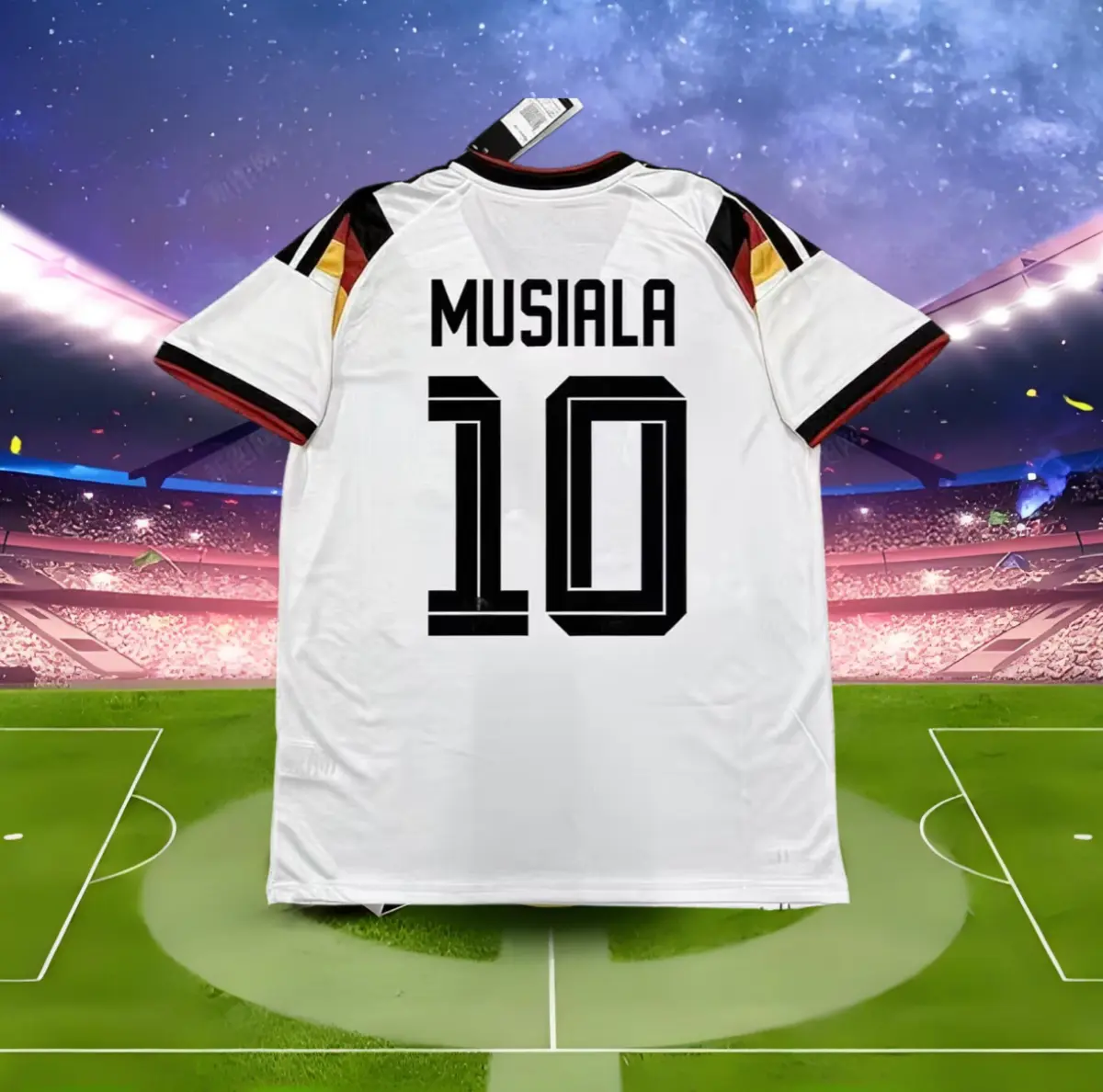 2026 Home Team White Musiala No. 10 German Cool Transparent Balloon Sweatshirt