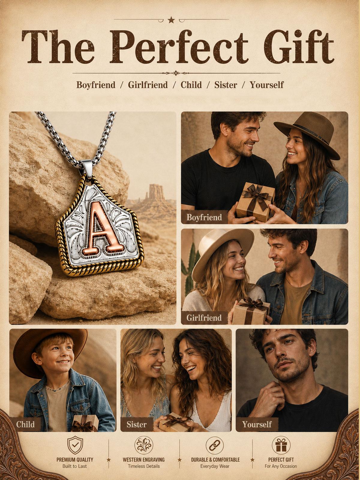 Dearmay Initial Necklace for Men or Women 14K Gold Plated Letter Pendant Waterproof Hypoallergenic Vintage Western Personalized Jewelry Gift for Boyfriend