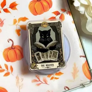 The Reader Card MagSafe Phone Grip: Black Cat Magnetic Phone Holder, Spooky E-readers Stand For Book Lovers, Ideal Gifts for Friends