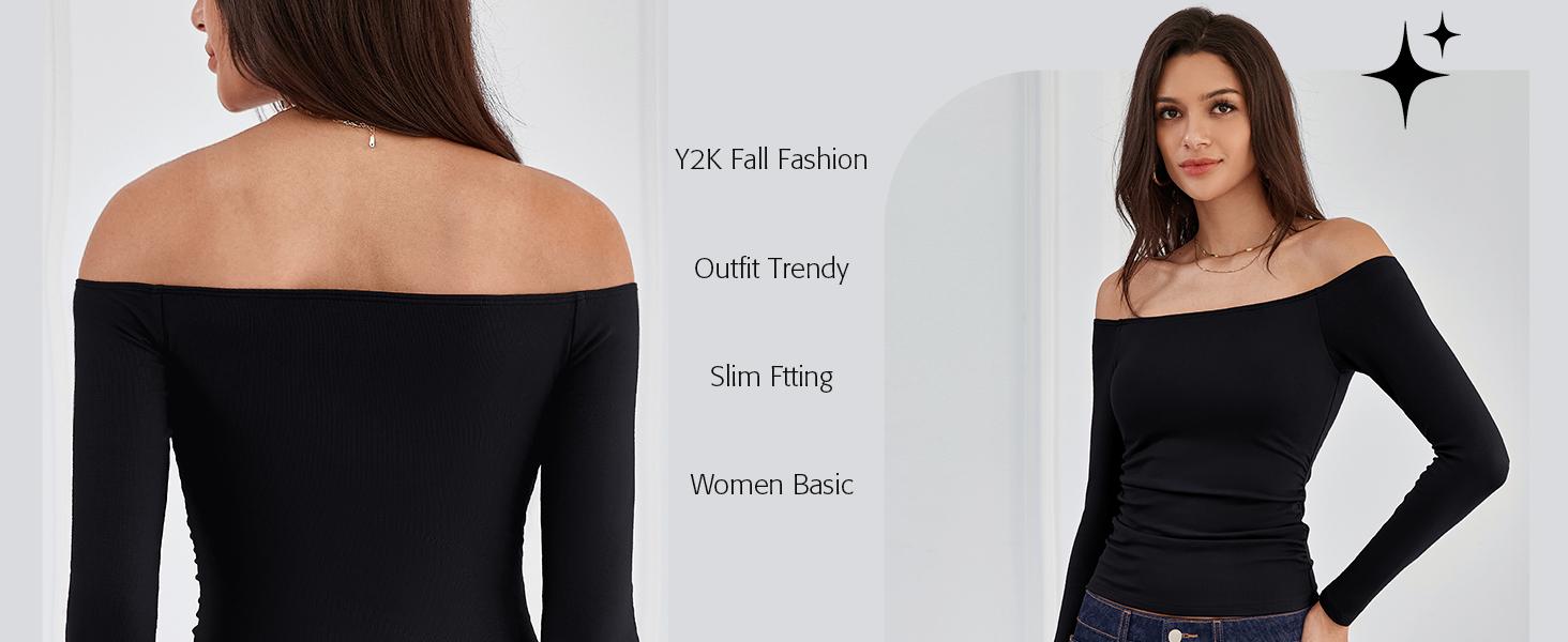 ATTRACO Built-in Bra Long Sleeve Ribbed One Shoulder Top Elegant Bodycon Fabric Shirt Fashion Y2K Style Slim Skirt Basic Women's Simple Christmas