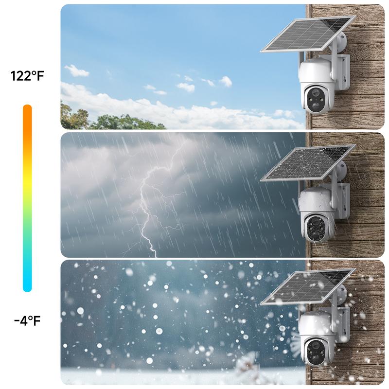 White 4G LTE Cellular Solar Surveillance Security Camera – 2K HD Video 360° View, No WiFi, Remote APP Controlled, Motion Activated, Night Vision, 4G Data Card Included (Data refill is required for Unlimited 4G data usage)