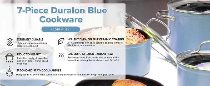 Nuwave Duralon Blue Non-Stick Cookware 7-Piece Set