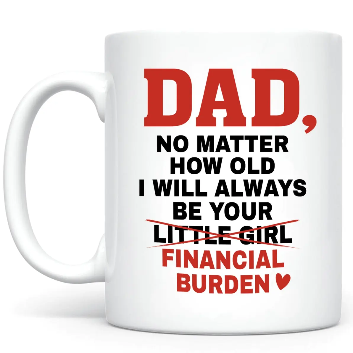 Dad No Matter How Old I Will Always Be Your Financial Burden Mug, Funny Dad Coffee Mug, Daughter Financial Burden Joke Mug Matte Black Coffee Mug
