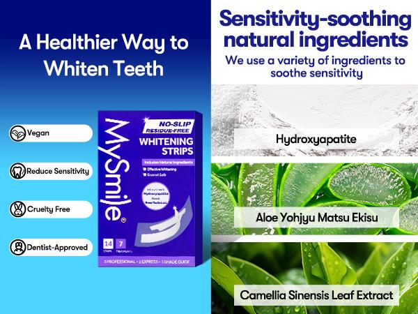 MySmile Non-Slip Teeth Whitening Strips - Enamel Safe & Sensitivity Free - Not Purple Strip(7/14/21 Treatments)