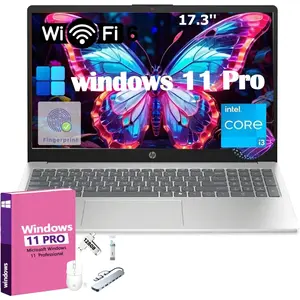 HP 17.3'' Laptop for Business & Student - 17.3" HD+ Display • Windows 11 Pro • Intel 8-Core i3-N305(Beat i5-1135G7) • up to 32GB RAM + 512GB SSD • Wi-Fi 6 • Copilot +PC • Full-Size Keyboard • Bundle Accessory