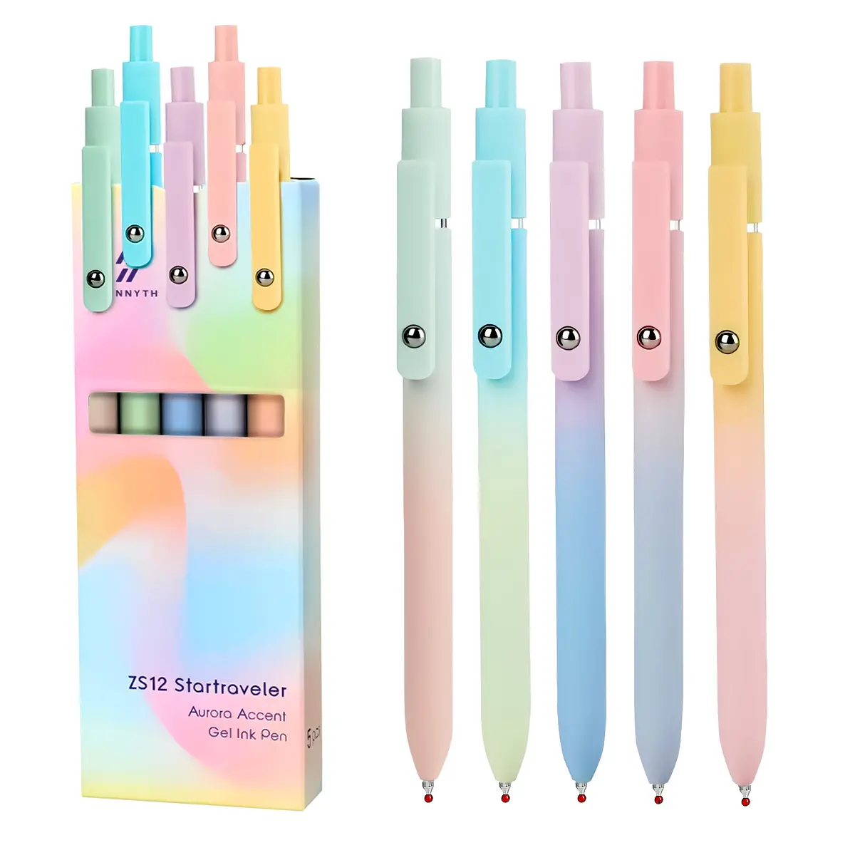 Gel Pens, Black Ink Pens 5 Pcs 0.7mm Quick Dry Fine Point Smooth Writing Pens, Muti Purpose Pens for Journaling and Sketching,Cute Office School Supplies Pen Kit for Students,Gifts for Nursing Teacher Womens (5 Pcs Startraveler-Black Ink) Set With Pen Col