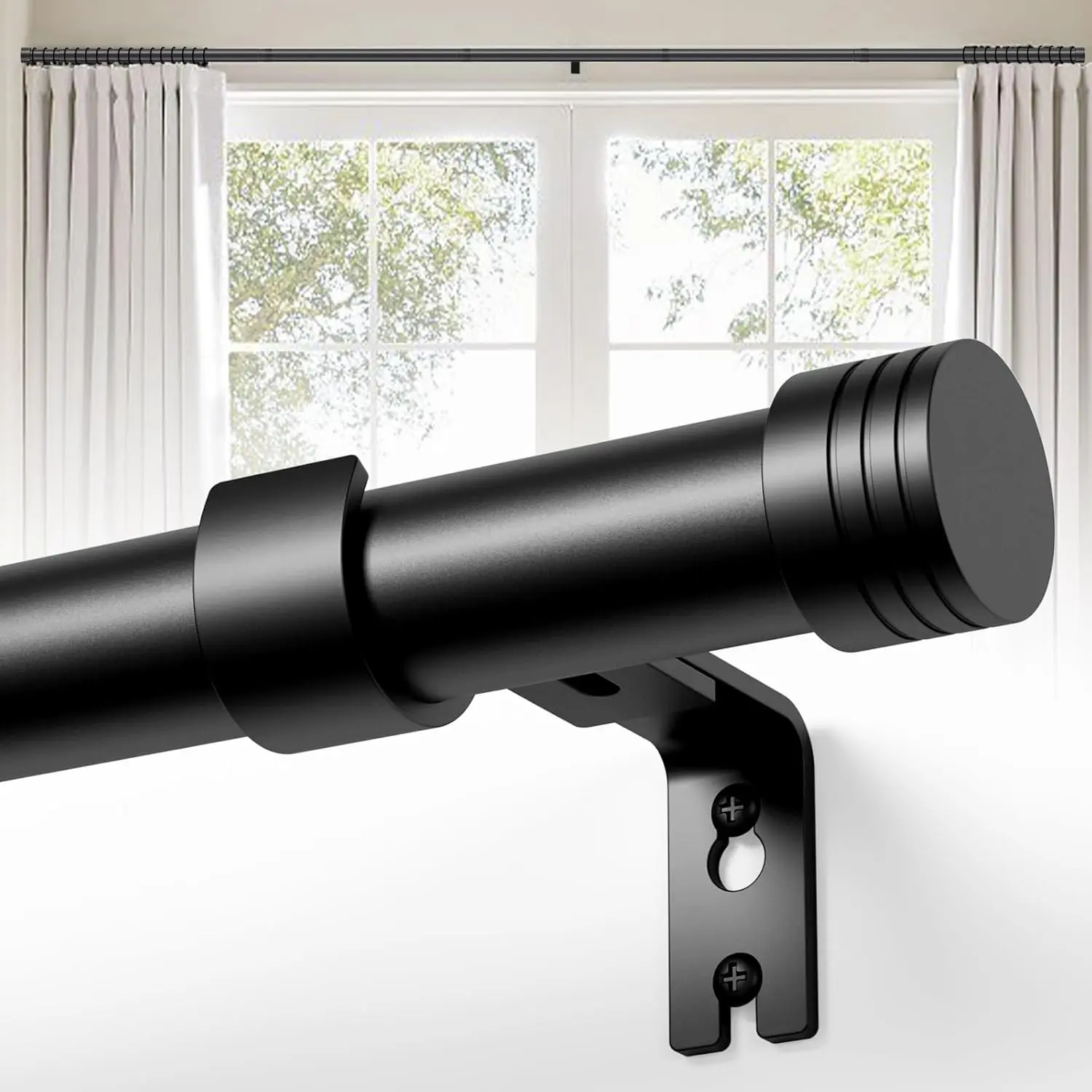 Adjustable Heavy Duty Curtain Rod 32–144 Inch, Extra Long Window Treatment Rods, Easy Install Modern Window Rod for Home Use