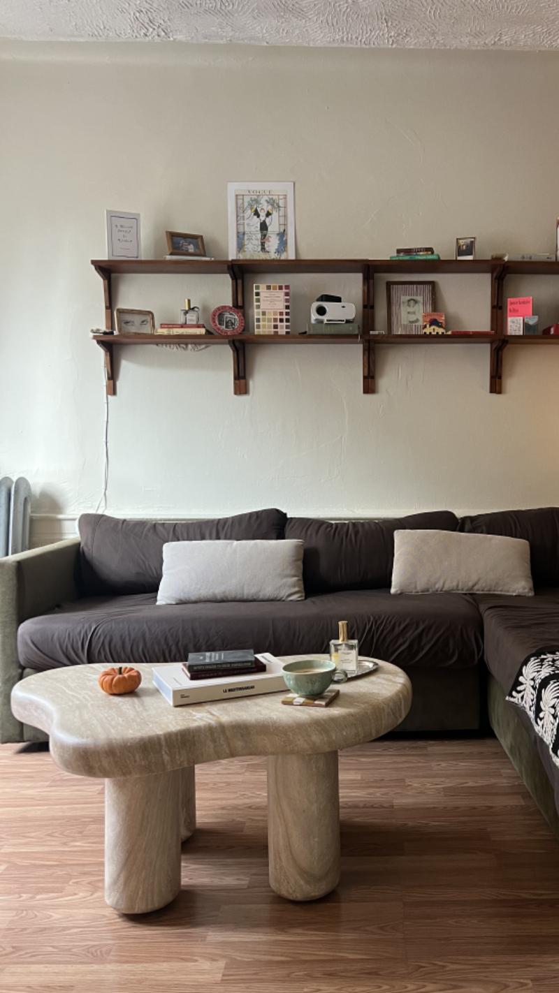 【Valentines'Day】DAYALANE Modern Olivia Cloud Coffee Table [Two Packages Delivery]- Decorative Organic Countertop with Marble Effect Finish, Living Room/Bedroom/Office Cloud Sofa Middle Coffee Table