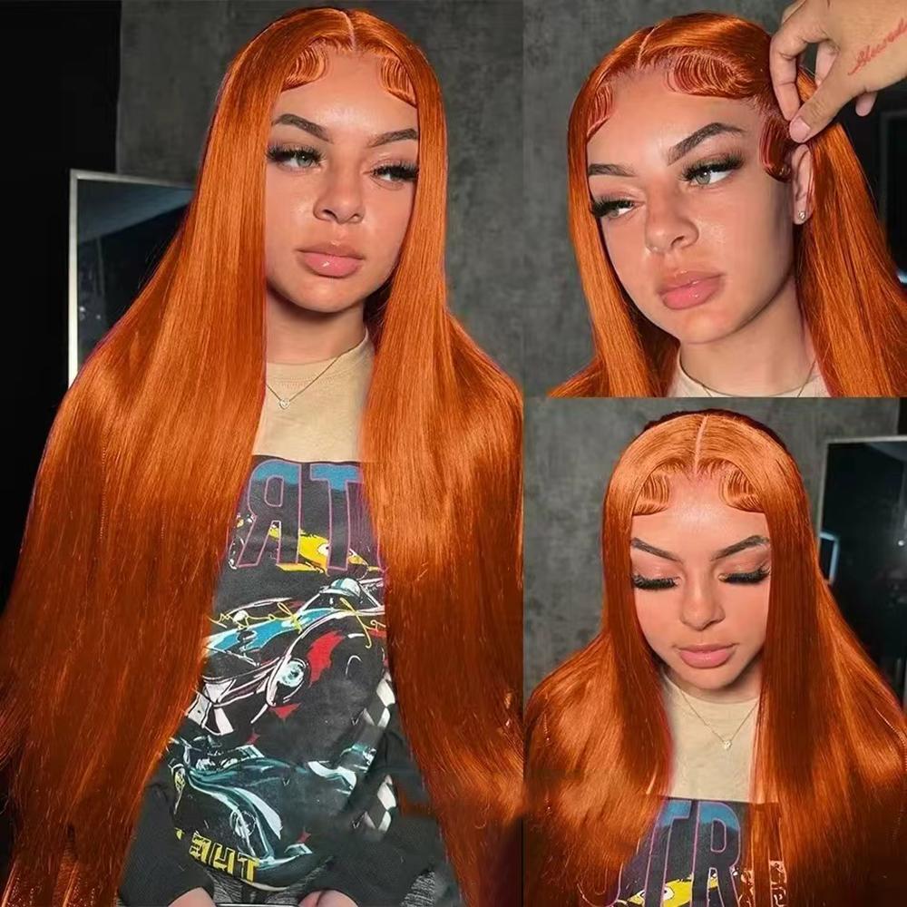 [30 inch only $129]DROSUUD Orange Ginger 13x6 Lace Frontal Wig #350 Color 180 Density Deep Wave Transparent Lace Human Hair Pre Plucked Natural Hairline with Baby Hair#Summervibes