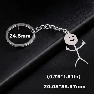 Funny Stickman Middle Finger Keychain Cute Cartoon Keyring Bag Charm Car Key Pendant Trendy Gift 2026