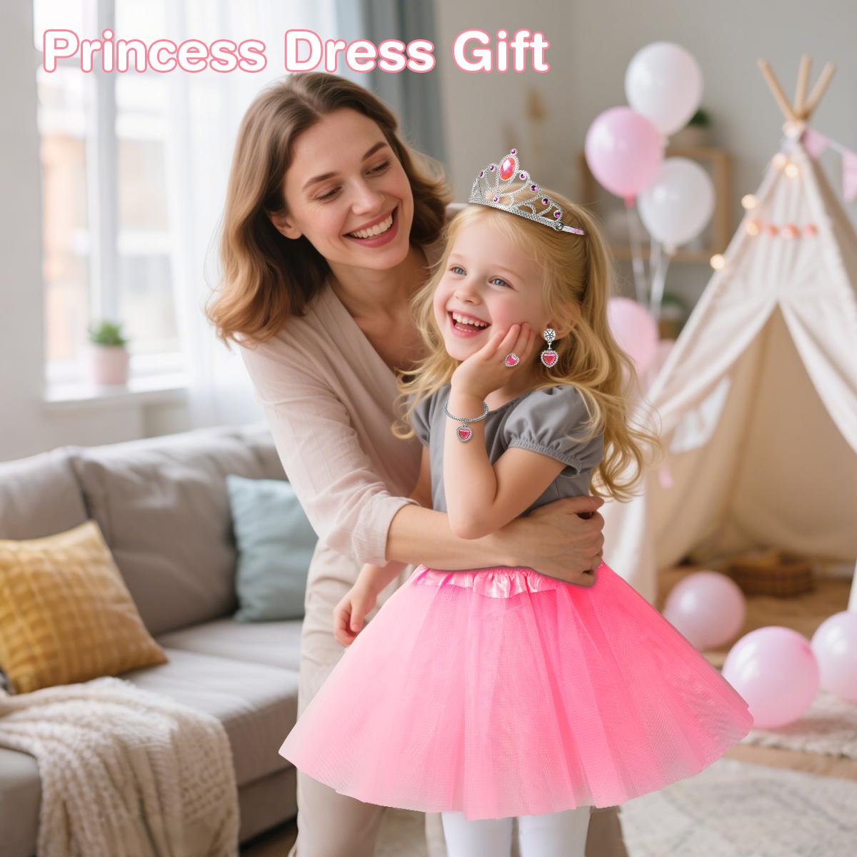 Princess Dress Up Toys & Jewelry Boutique for Toddler and Girls Aged 3-6 Years Old, Dress Up Set with 3 Color Skirts, Shoes and Crowns | Role Play Costume Gifts for Birthday Christmas Halloween