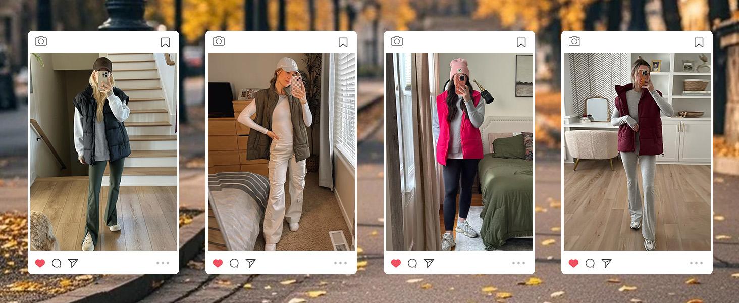 YeeZaa Women Winter Oversized Puffer Vest 2025 TikTokShopHolidayHaul Christmas Lightweight Stand Collar Flysleeve Insulated Padded Puffy Jackets Coat with Pockets Womenswear Tops zip  up